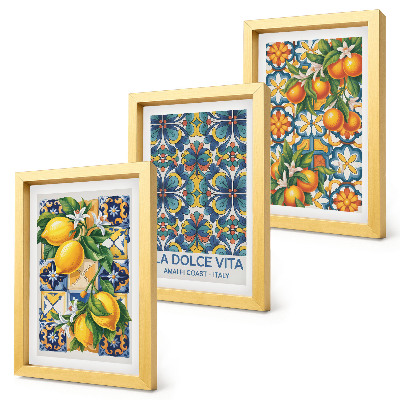 Posterpaket Citron- och apelsinblommor i färgglada mönster