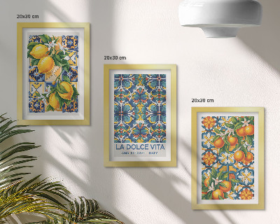 Posterpaket Citron- och apelsinblommor i färgglada mönster