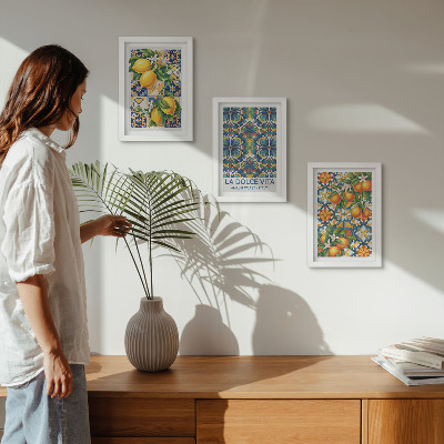 Posterpaket Citron- och apelsinblommor i färgglada mönster