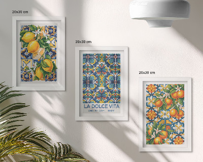Posterpaket Citron- och apelsinblommor i färgglada mönster