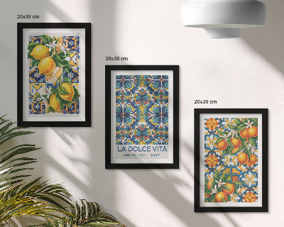 Posterpaket Citron- och apelsinblommor i färgglada mönster