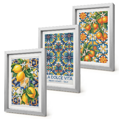 Posterpaket Citron- och apelsinblommor i färgglada mönster