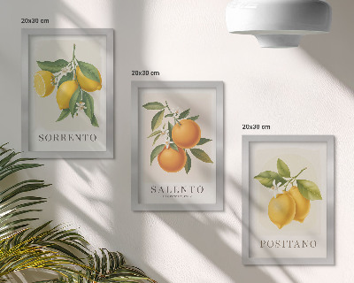 Triptyk tavla med ram Citroner och apelsiner från Amalfikusten i Italien