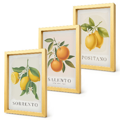Triptyk tavla med ram Citroner och apelsiner från Amalfikusten i Italien