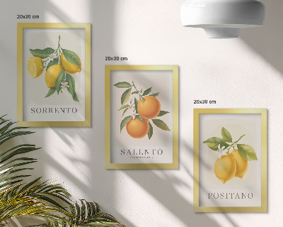 Triptyk tavla med ram Citroner och apelsiner från Amalfikusten i Italien