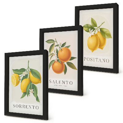 Triptyk tavla med ram Citroner och apelsiner från Amalfikusten i Italien