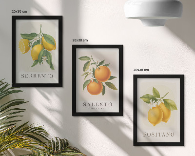 Triptyk tavla med ram Citroner och apelsiner från Amalfikusten i Italien