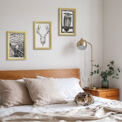 Posterpaket Inspirerad av Scream-bilden med en skalle och uggla i grafisk stil