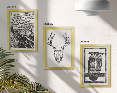 Posterpaket Inspirerad av Scream-bilden med en skalle och uggla i grafisk stil