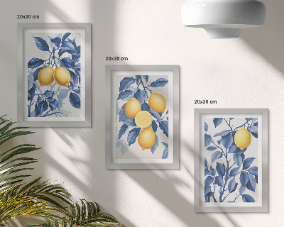Posterpaket Citroner på grenar med blå blad