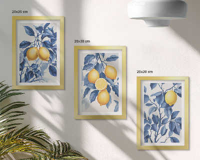 Posterpaket Citroner på grenar med blå blad