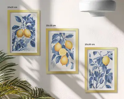 Posterpaket med citroner på grenar med blå blad
