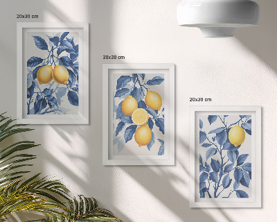 Posterpaket Citroner på grenar med blå blad