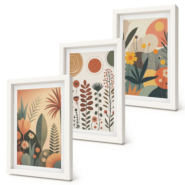 Posterpaket Boho växtmönster i varma nyanser med en naturlig känsla