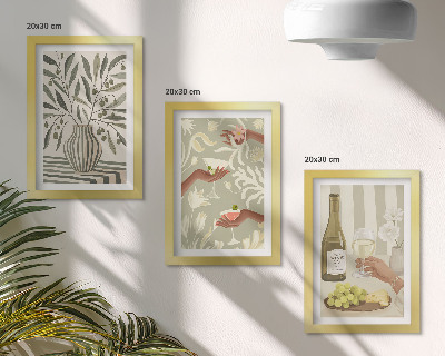 Tavelvägg med 3 tavlor Olivblommor och rustika cocktails