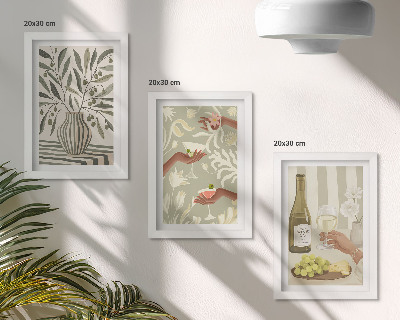 Tavelvägg med 3 tavlor Olivblommor och rustika cocktails