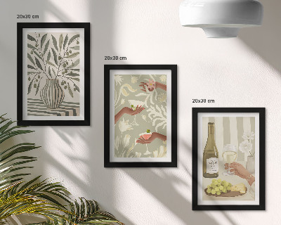 Tavelvägg med 3 tavlor Olivblommor och rustika cocktails