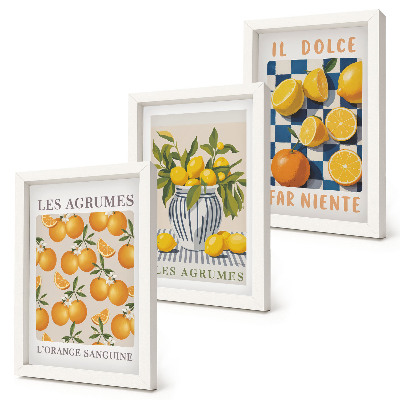 Posterpaket Retro citrusfrukter med gula accenter