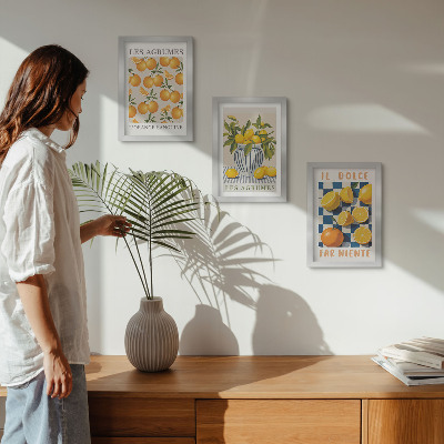 Posterpaket Retro citrusfrukter med gula accenter
