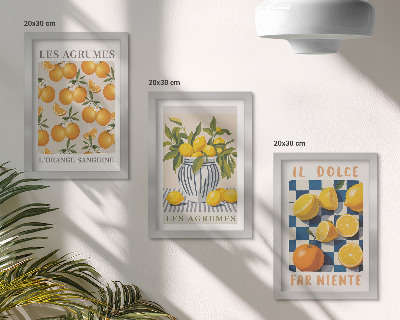 Posterpaket Retro citrusfrukter med gula accenter