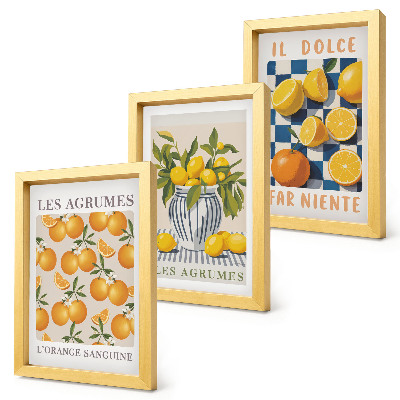 Posterpaket Retro citrusfrukter med gula accenter