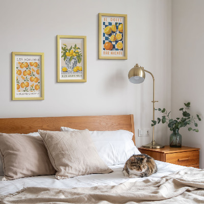 Posterpaket Retro citrusfrukter med gula accenter