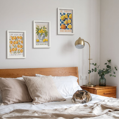 Posterpaket Retro citrusfrukter med gula accenter