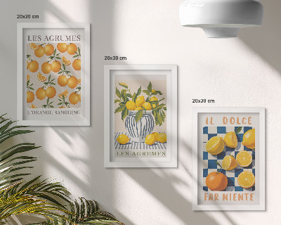 Posterpaket Retro citrusfrukter med gula accenter