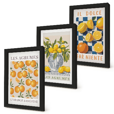 Posterpaket Retro citrusfrukter med gula accenter