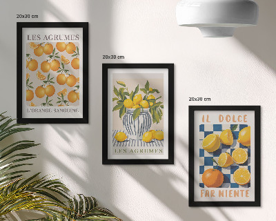 Posterpaket Retro citrusfrukter med gula accenter
