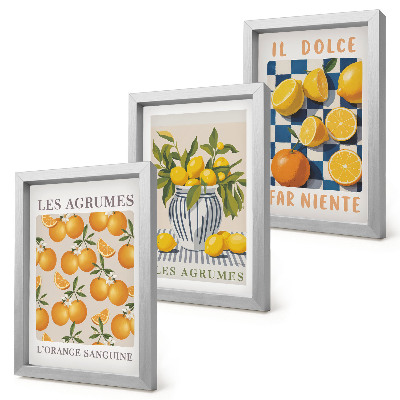 Posterpaket Retro citrusfrukter med gula accenter