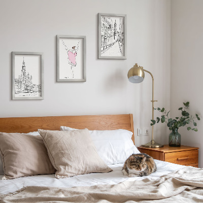 Tavelvägg med 3 tavlor Snygga bilder av dansande ballerinor och arkitektur