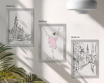Tavelvägg med 3 tavlor Snygga bilder av dansande ballerinor och arkitektur