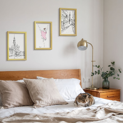 Tavelvägg med 3 tavlor Snygga bilder av dansande ballerinor och arkitektur