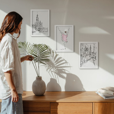 Tavelvägg med 3 tavlor Snygga bilder av dansande ballerinor och arkitektur