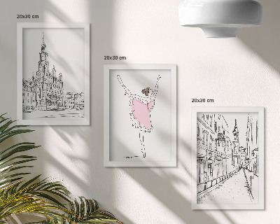 Tavelvägg med 3 tavlor Snygga bilder av dansande ballerinor och arkitektur