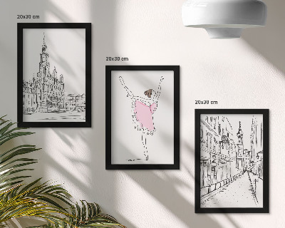 Tavelvägg med 3 tavlor Snygga bilder av dansande ballerinor och arkitektur