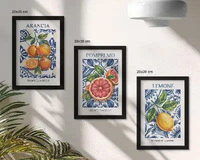 Modeposter med italienskt citrusmotiv triptyk med ram
