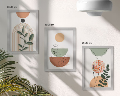 Posterpaket Abstrakta former med färgglada växtmotiv