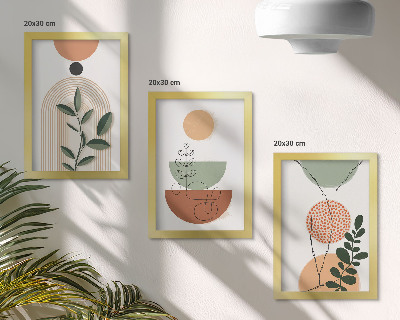 Posterpaket Abstrakta former med färgglada växtmotiv