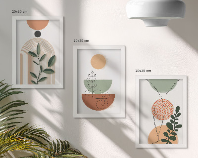 Posterpaket Abstrakta former med färgglada växtmotiv
