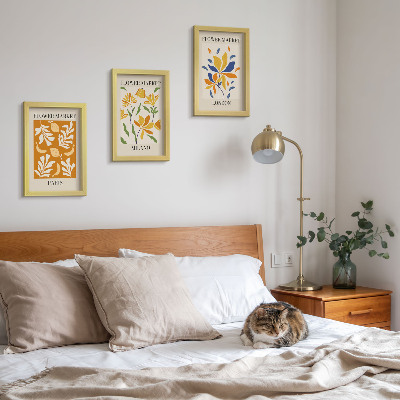 Triptyk tavla med ram Blommiga posters Paris Milano London