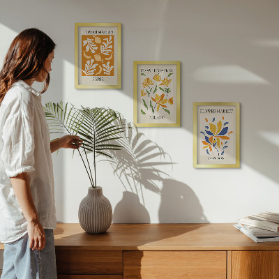 Triptyk tavla med ram Blommiga posters Paris Milano London