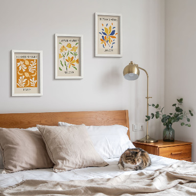 Triptyk tavla med ram Blommiga posters Paris Milano London
