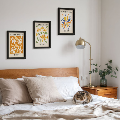 Triptyk tavla med ram Blommiga posters Paris Milano London