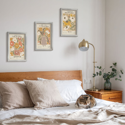 Tavelvägg med 3 tavlor Blommönster från Amsterdam, Paris och London