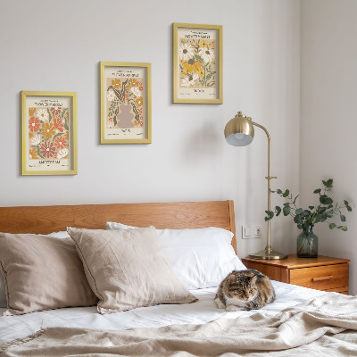 Tavelvägg med 3 tavlor Blommönster från Amsterdam, Paris och London