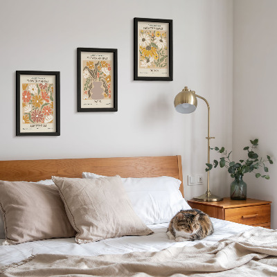 Tavelvägg med 3 tavlor Blommönster från Amsterdam, Paris och London
