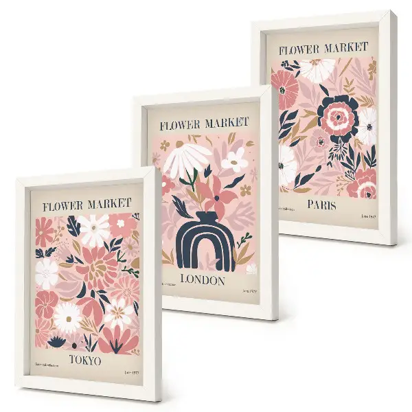 Posterpaket med blommotiv från Tokyo, London och Paris