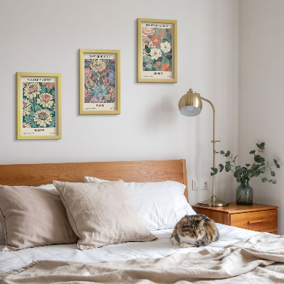 Tavelvägg med 3 tavlor Blomsterposters Tokyo Paris London